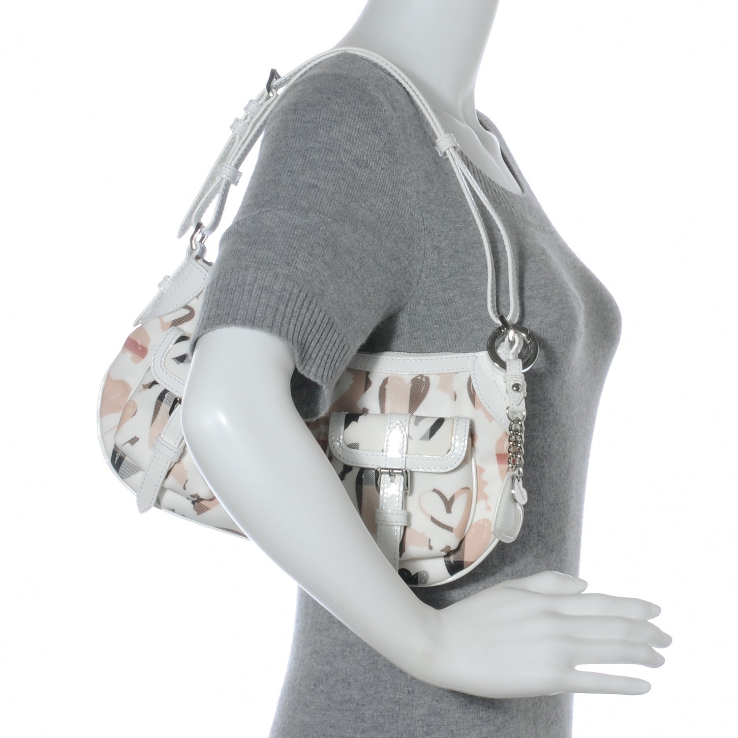 Burberry Nova Check Heart Shoulder Bag White 2 of 8
