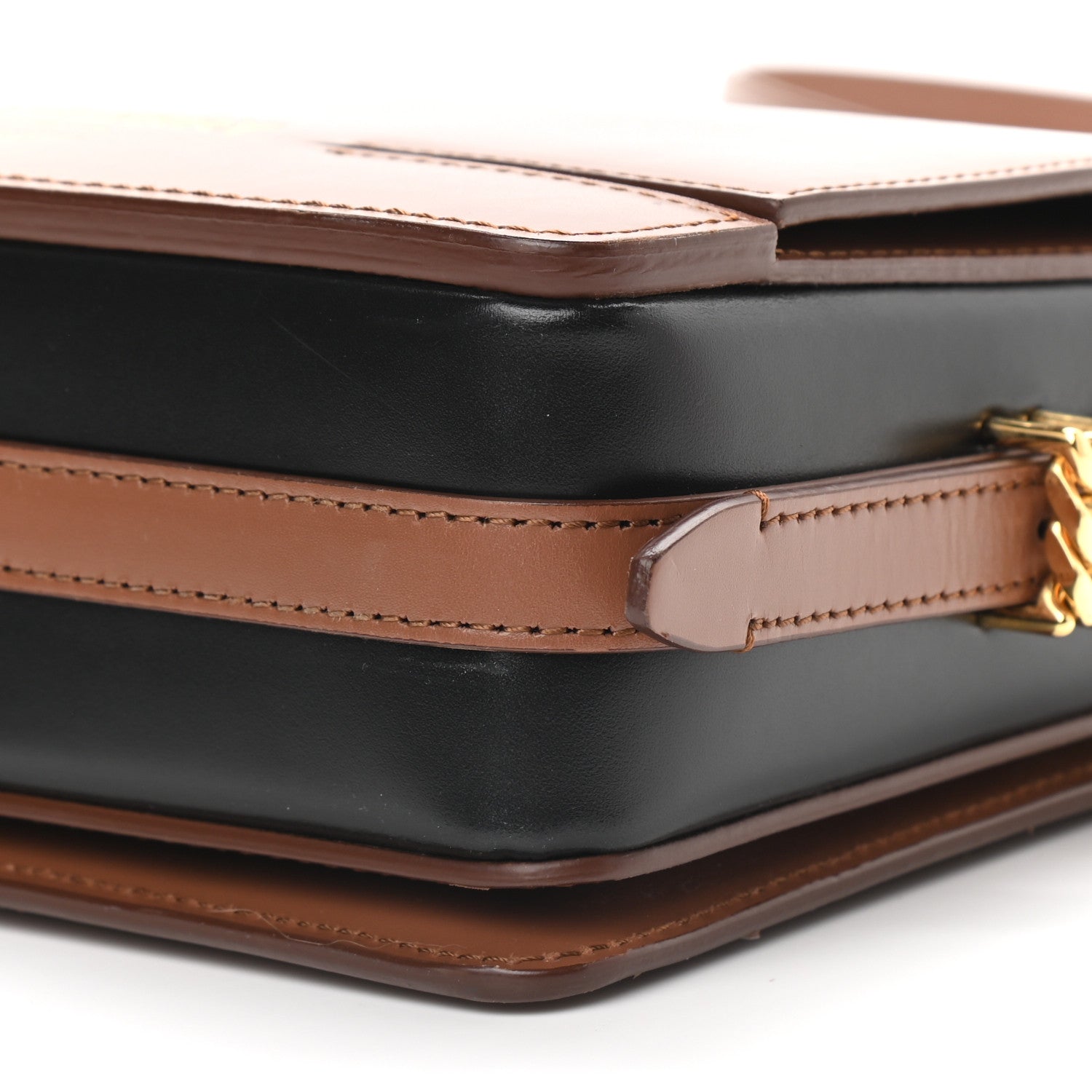 Burberry Smooth Calfskin Two Tone Small Grace Bag Malt Brown Black 6 of 9