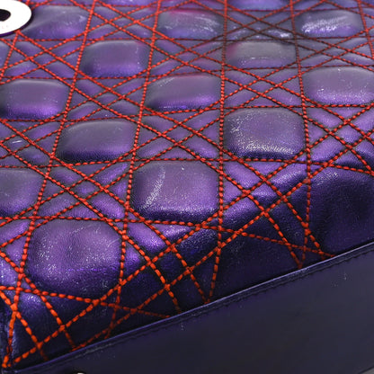 Christian Dior Metallic Lambskin Cannage Medium Anselm Reyle Lady Dior Purple Orange 9 of 13