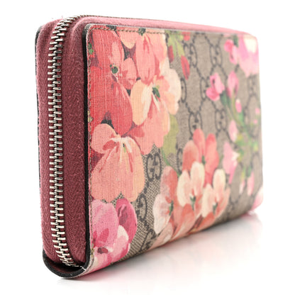 Gucci GG Supreme Monogram Blooms Zip Around Wallet Beige Multicolor Dry Rose 3 of 12