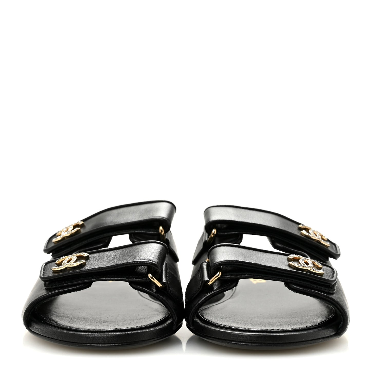Lambskin Velcro Mules 39 Black