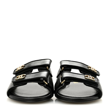 Chanel Lambskin Velcro Mules 39 Black 3 of 10