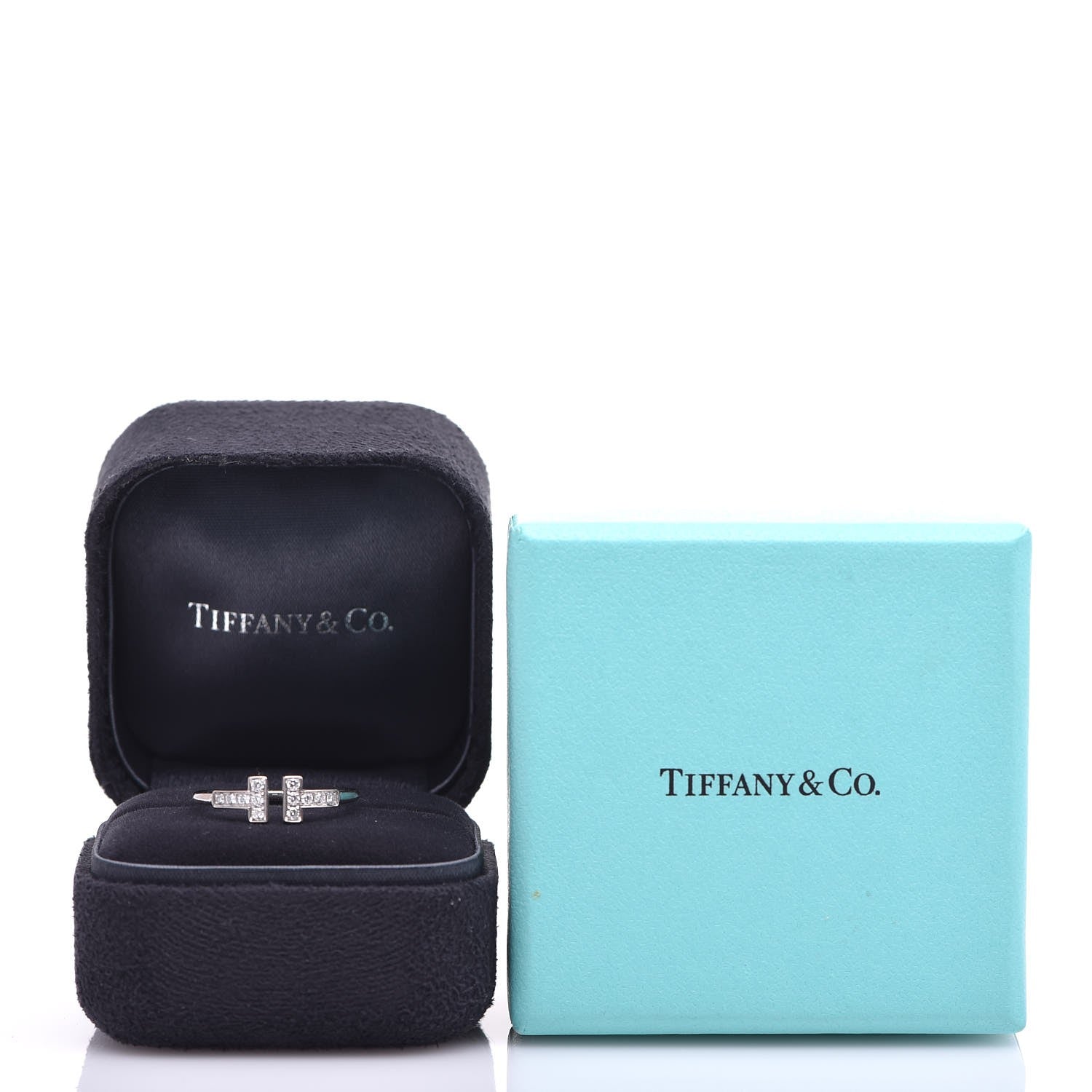 Tiffany 18K White Gold Diamond T Wire Ring 53 6.5 5 of 5