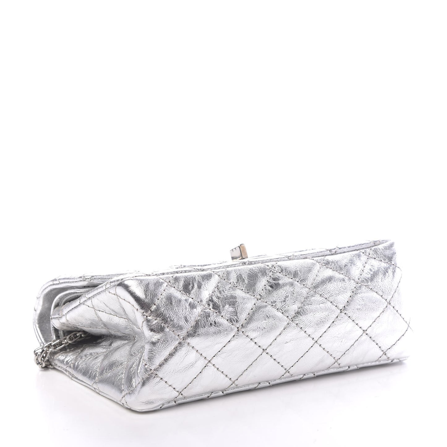Metallic Aged Calfskin Quilted 2.55 Reissue 224 Flap Silver