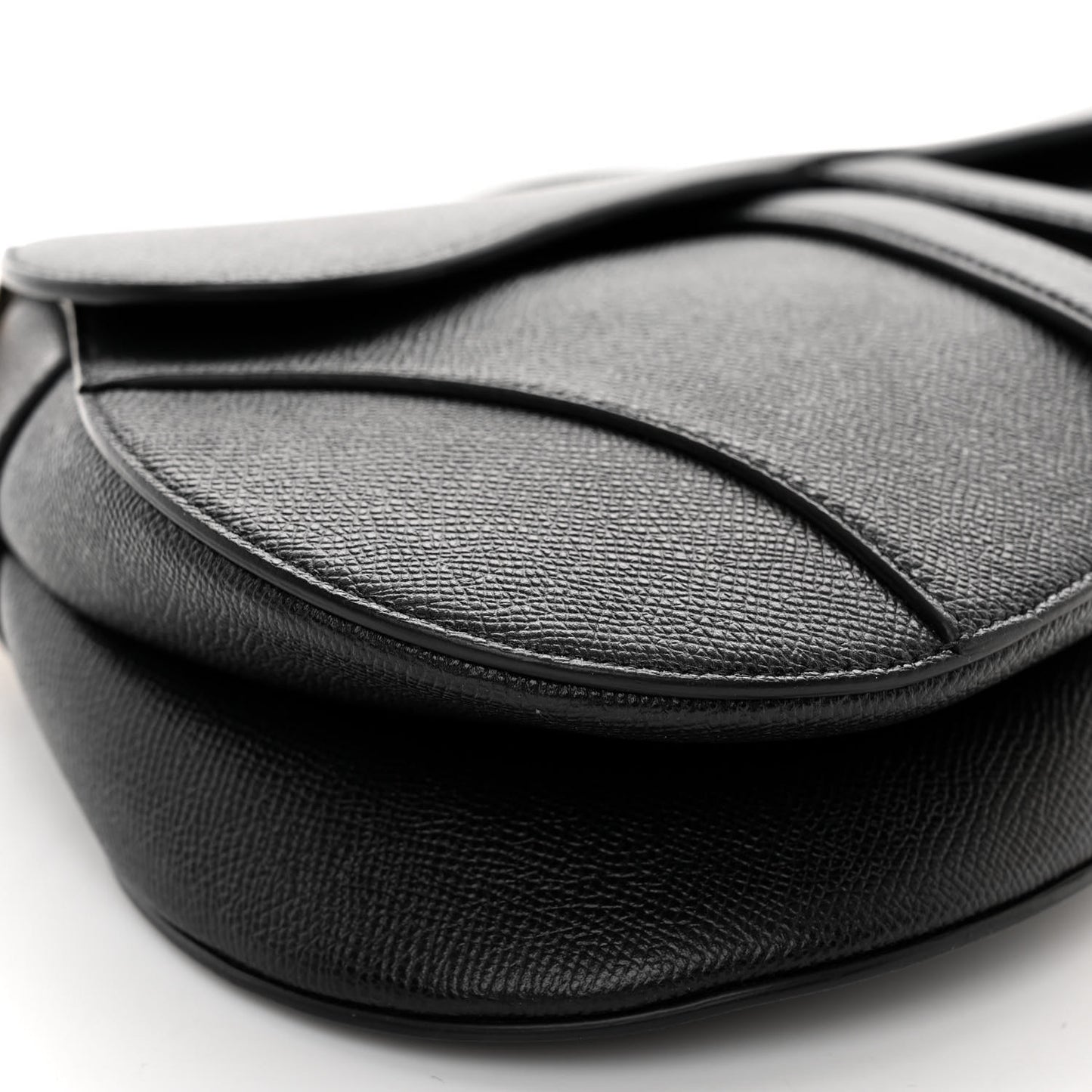 Grained Calfskin Saddle Bag Black
