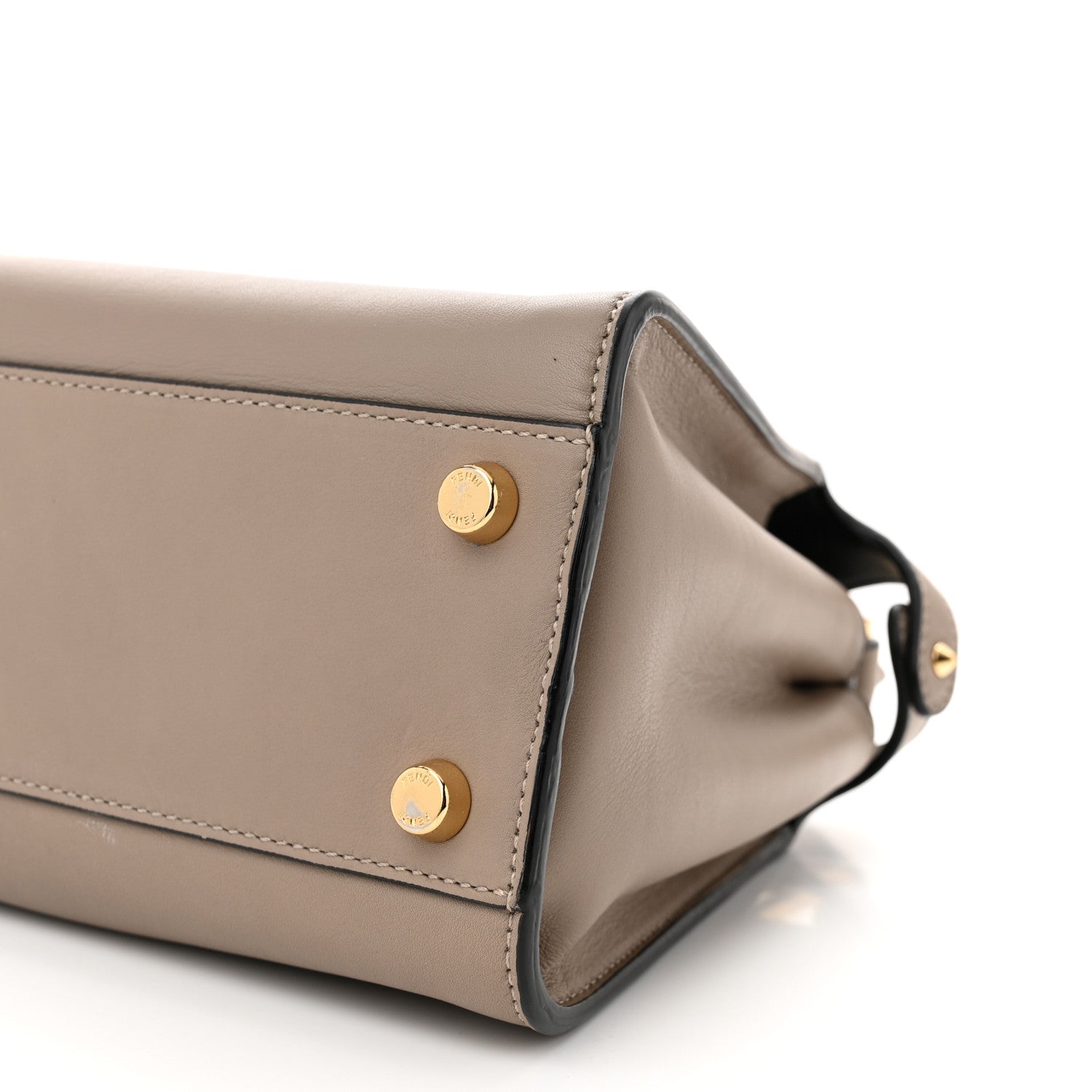 Fendi Vitello Tahiti Burro Medium Peekaboo Iconic Essentially Satchel Tortora Black 11 of 11