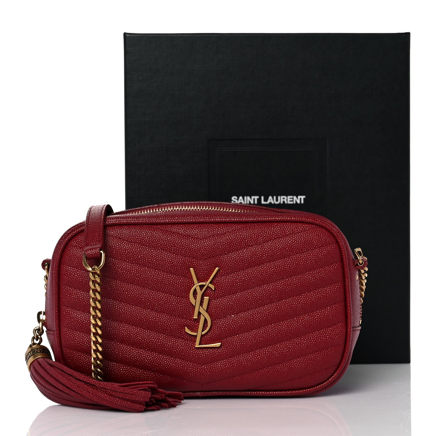 Saint Laurent Grain De Poudre Matelasse Monogram Mini Lou Camera Bag Opyum Red 10 of 10