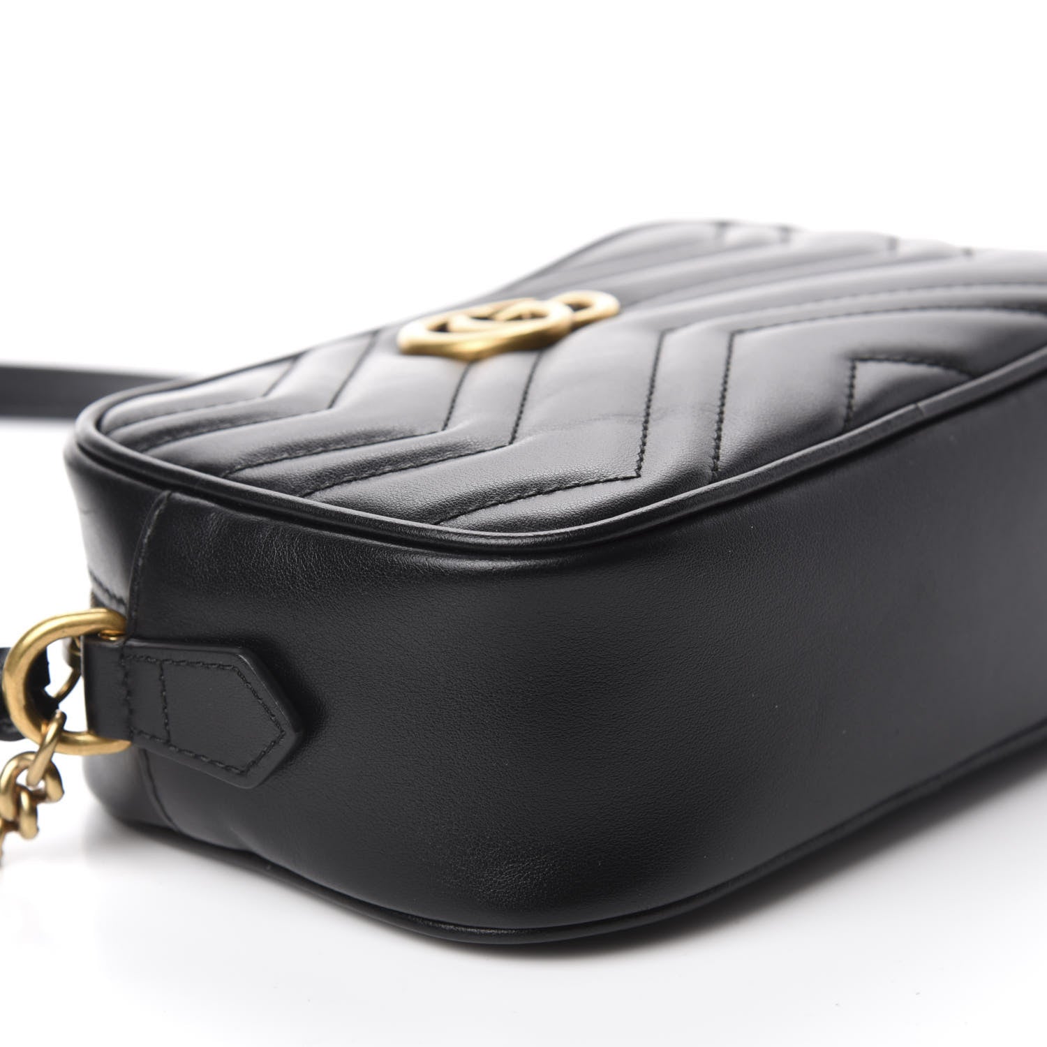 Gucci Calfskin Matelasse Mini GG Marmont Chain Shoulder Bag Black 6 of 10