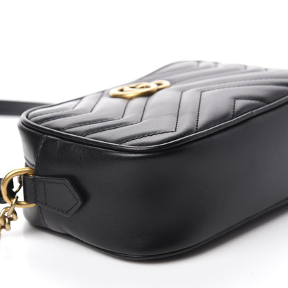 Gucci Calfskin Matelasse Mini GG Marmont Chain Shoulder Bag Black 6 of 10