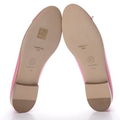 Chanel Patent CC Cap Toe Ballerina Flats 37.5 Light Pink 5 of 9