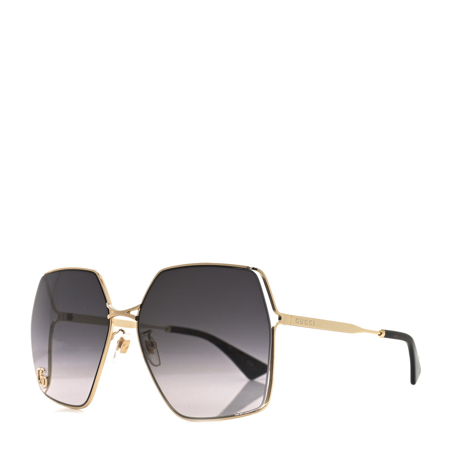Metal Square Frame Sunglasses GG0817S Gold Grey