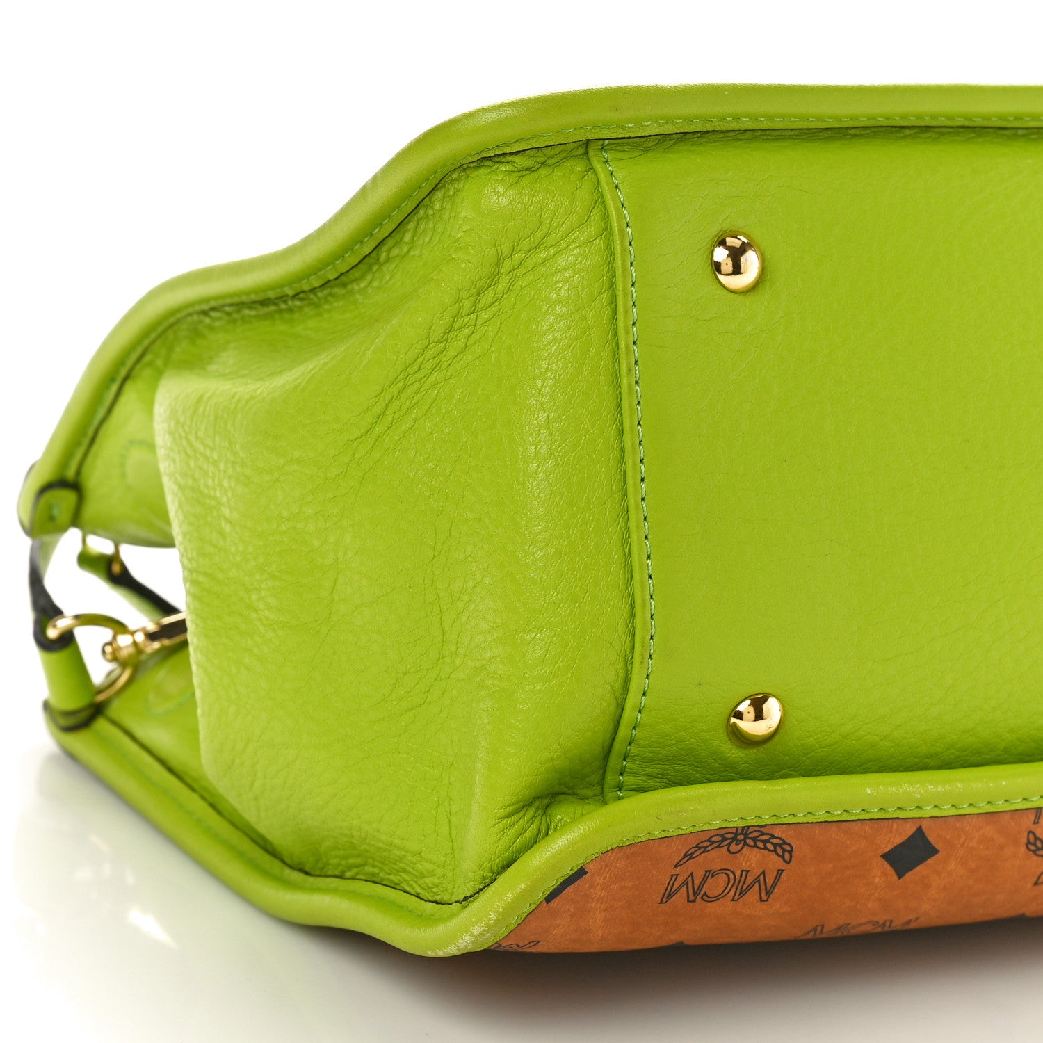MCM Visetos Double Zip Tote Cognac Green 8 of 9