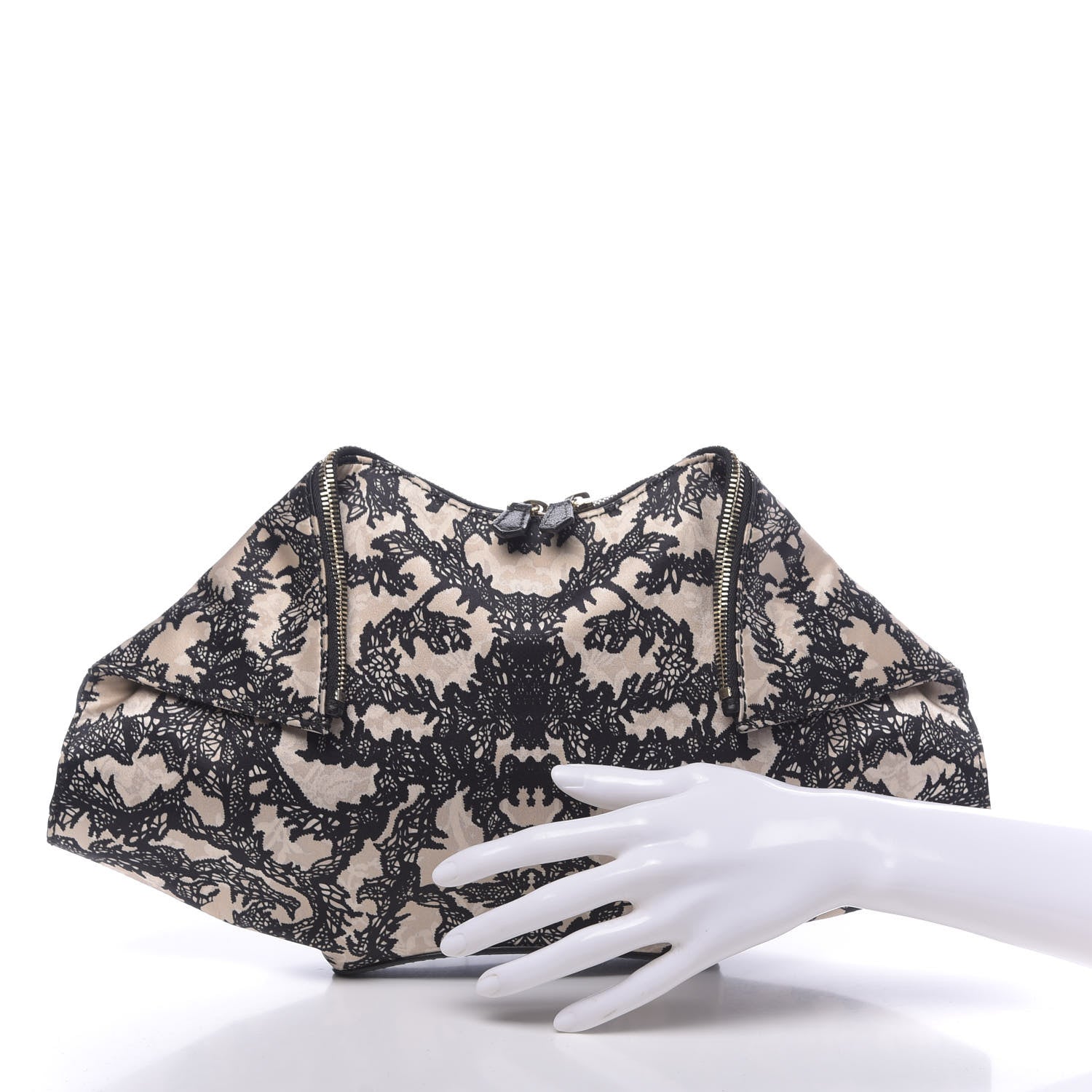 Alexander McQueen Silk De Manta Lace Print Clutch 2 of 10