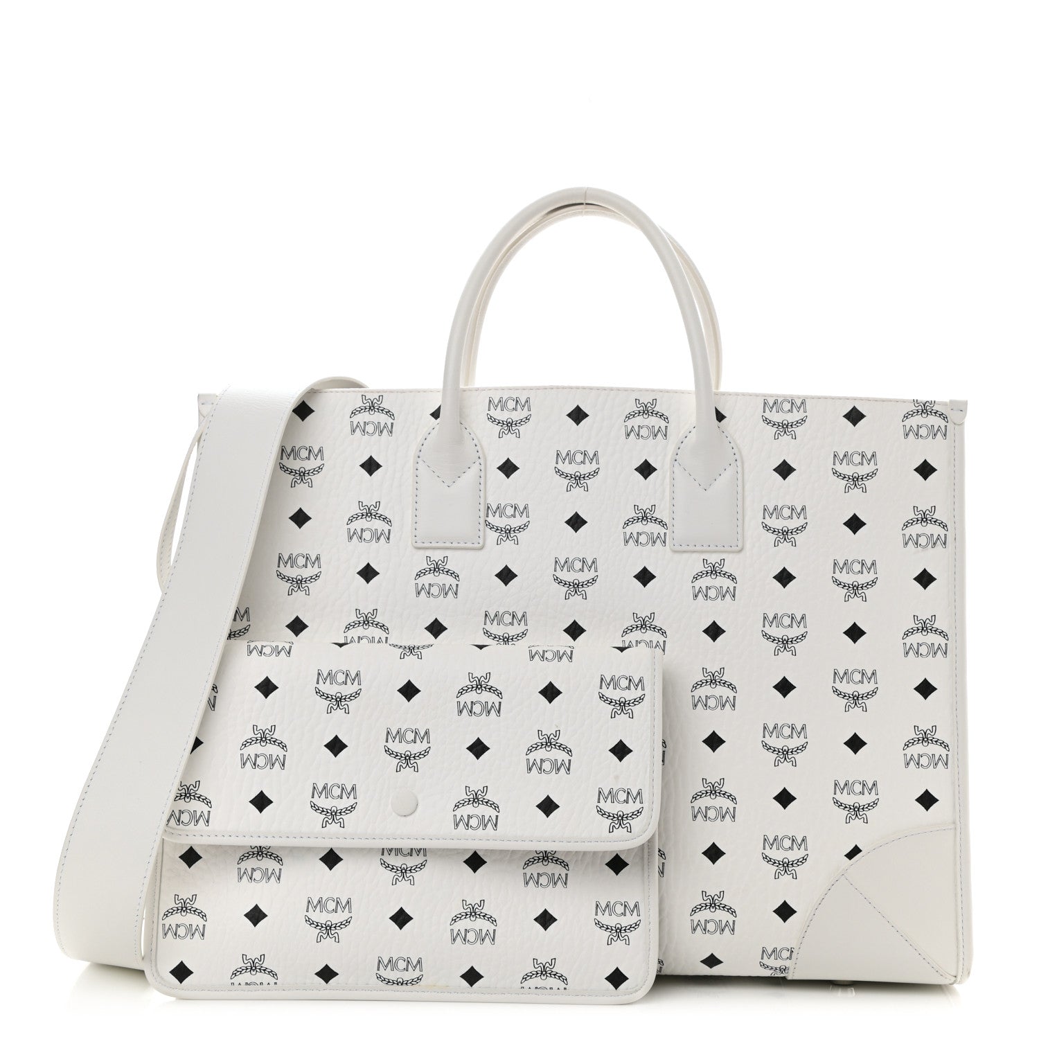 MCM Visetos Large Munchen Tote White 1 of 9
