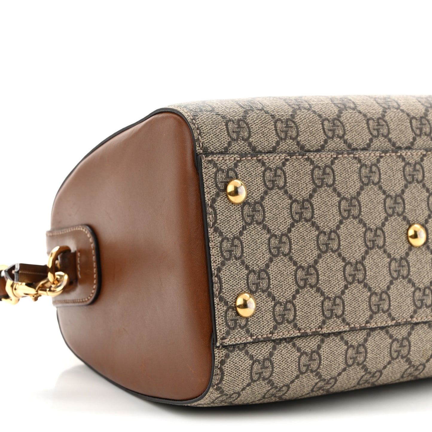 GG Supreme Monogram Cuoio Toscano Small Boston Beige Ebony Cuir