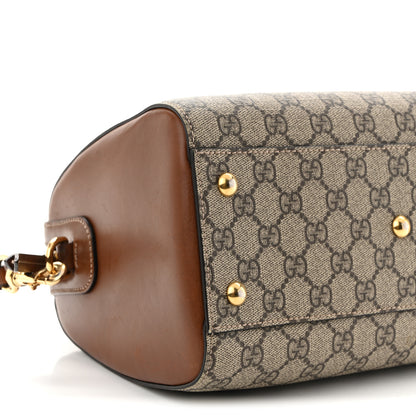 Gucci GG Supreme Monogram Cuoio Toscano Small Boston Beige Ebony Cuir 9 of 10