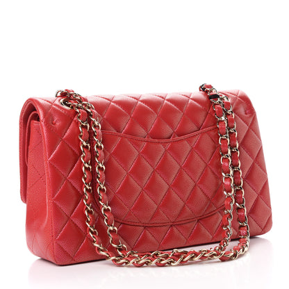 Chanel Iridescent Caviar Quilted Medium Double Flap Red 3 of 11