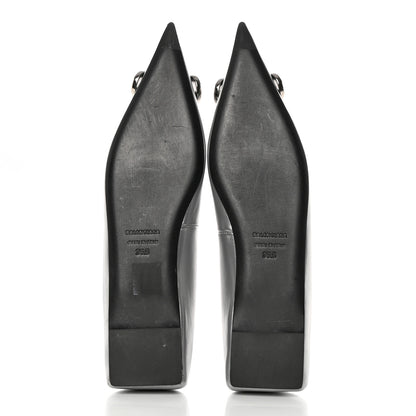 Balenciaga Metallic Calfskin BB Knife Pointy Toe Ballerina Flats 35.5 Silver Hardware 6 of 16