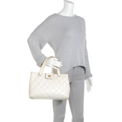 Chanel Leather CC Top Handle Bag White 2 of 11