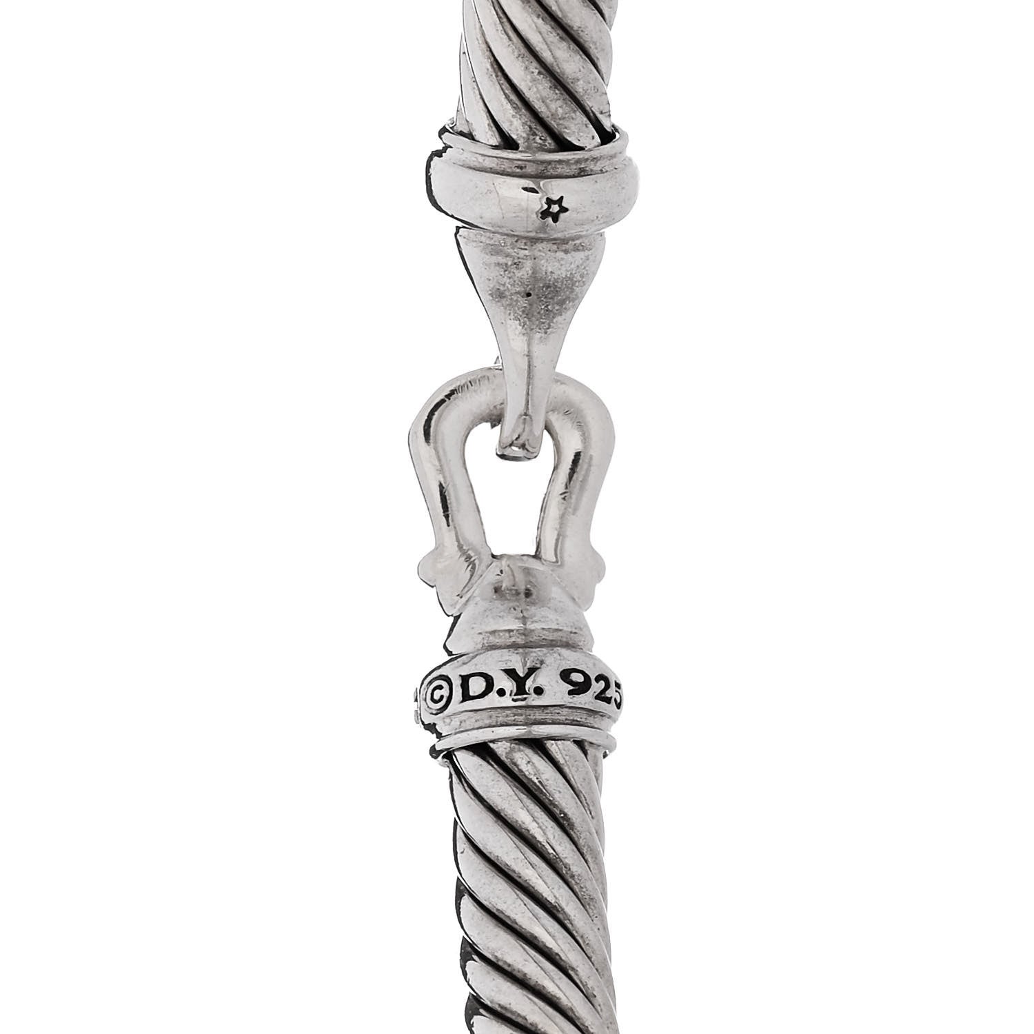 David Yurman Sterling Silver Diamond 5mm Cable Buckle Bracelet 3 of 3