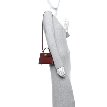 Hermes Madame Calfskin Mini Kelly Sellier 20 Rouge H 2 of 11