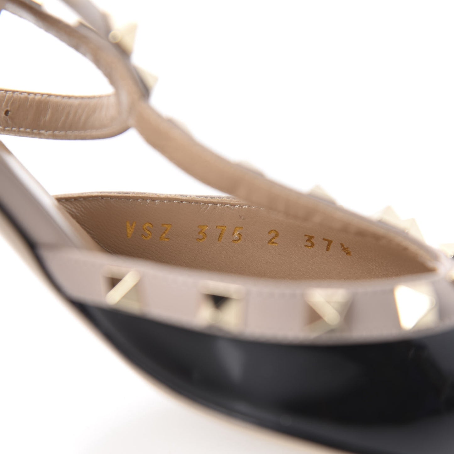 Patent Nappa Rockstud Ankle Strap 65mm Pumps 37.5 Black Poudre