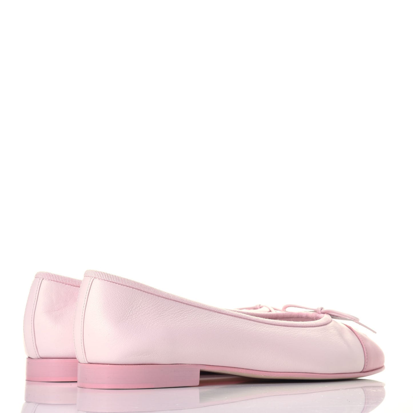 Lambskin CC Cap Toe Ballerina Flats 37.5 Pink Light Pink