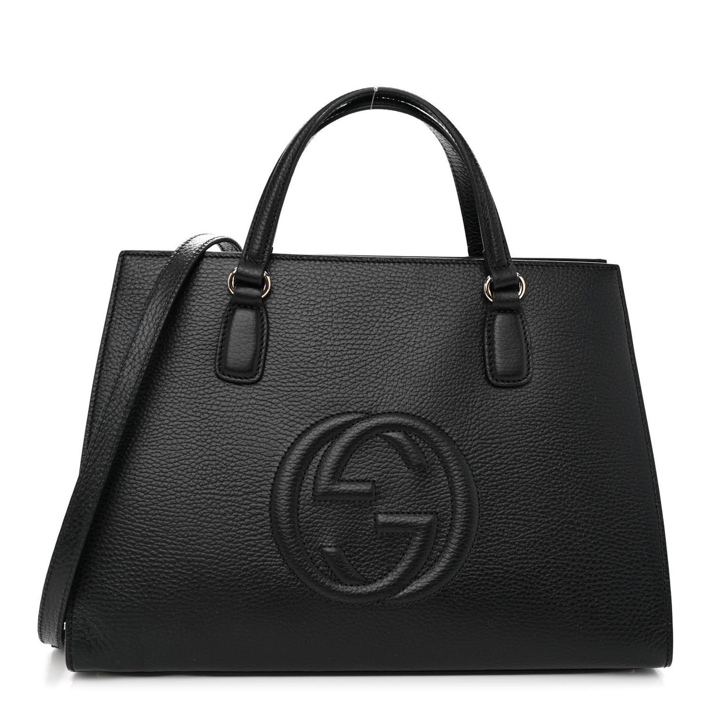 Dollar Calfskin Large Soho Top Handle Satchel Black