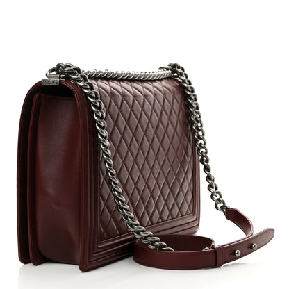 Chanel Lambskin Quilted Large Boy Flap Dark Red 3 of 15