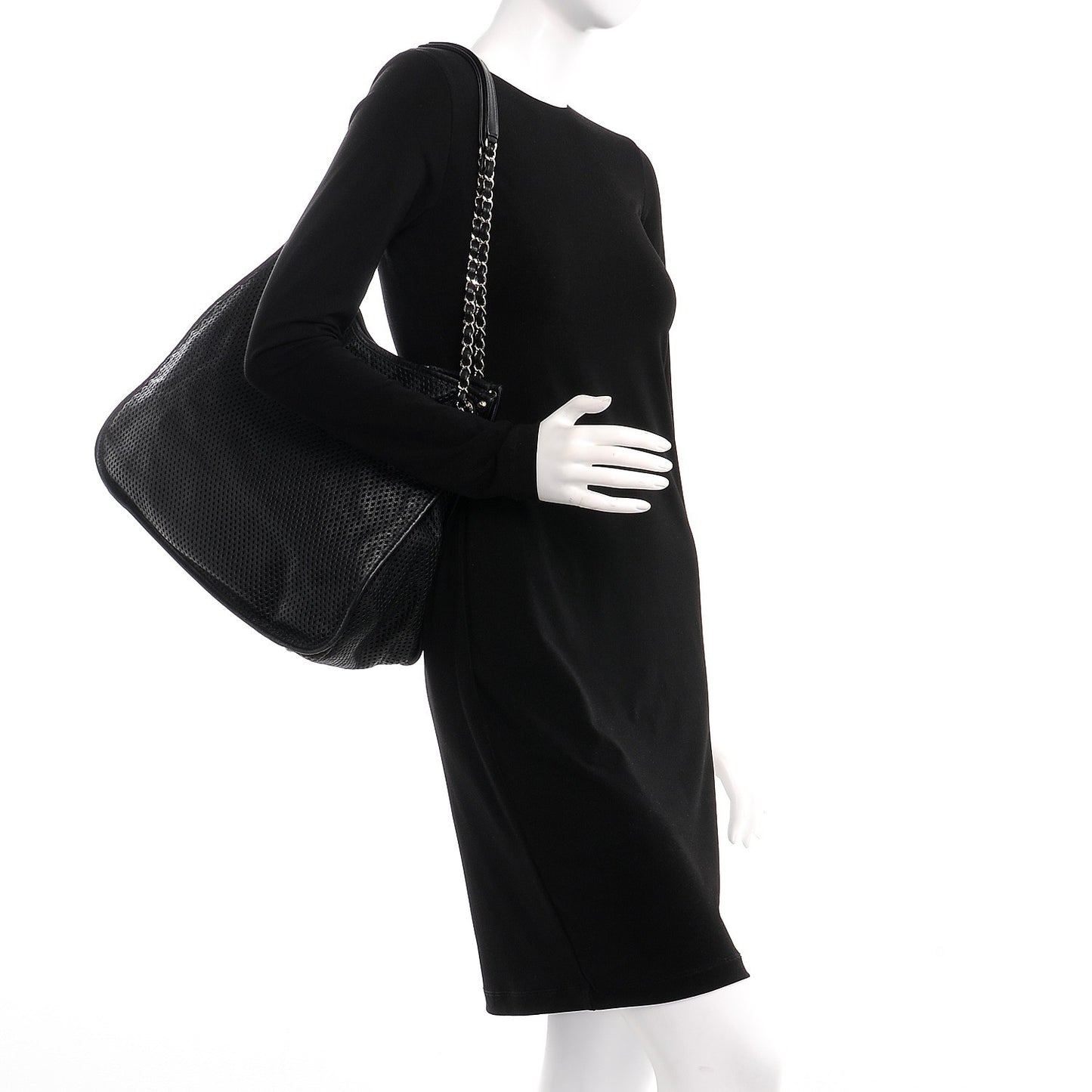 Calfskin Perforated Up In The Air Tote Black