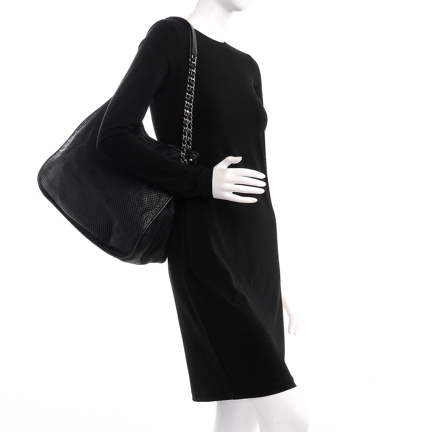 Chanel Calfskin Perforated Up In The Air Tote Black 2 of 11