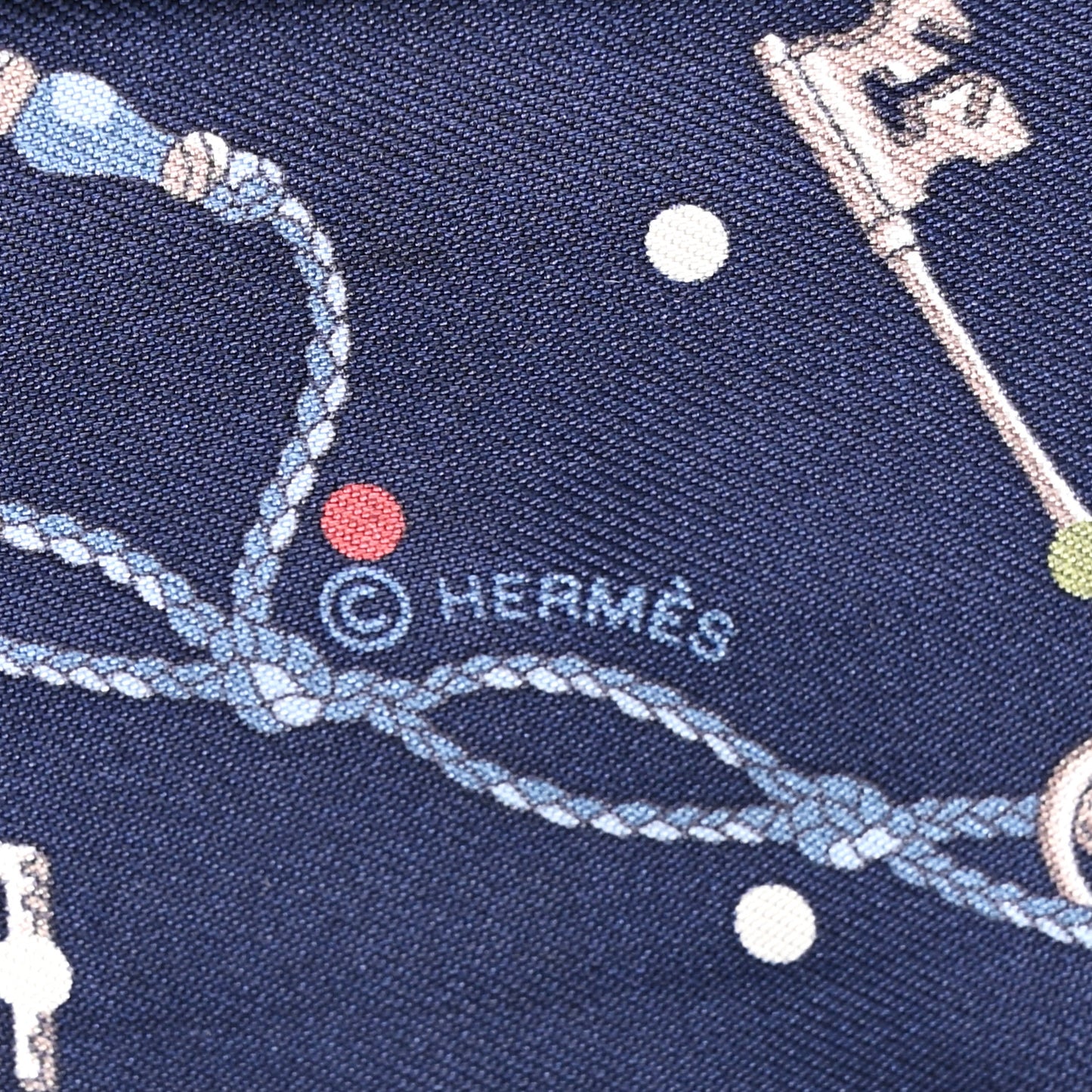 Silk Metallic Agneau Les Cles A Pois Fringed Twilly Bleu Marine Gris Argent Multicolor