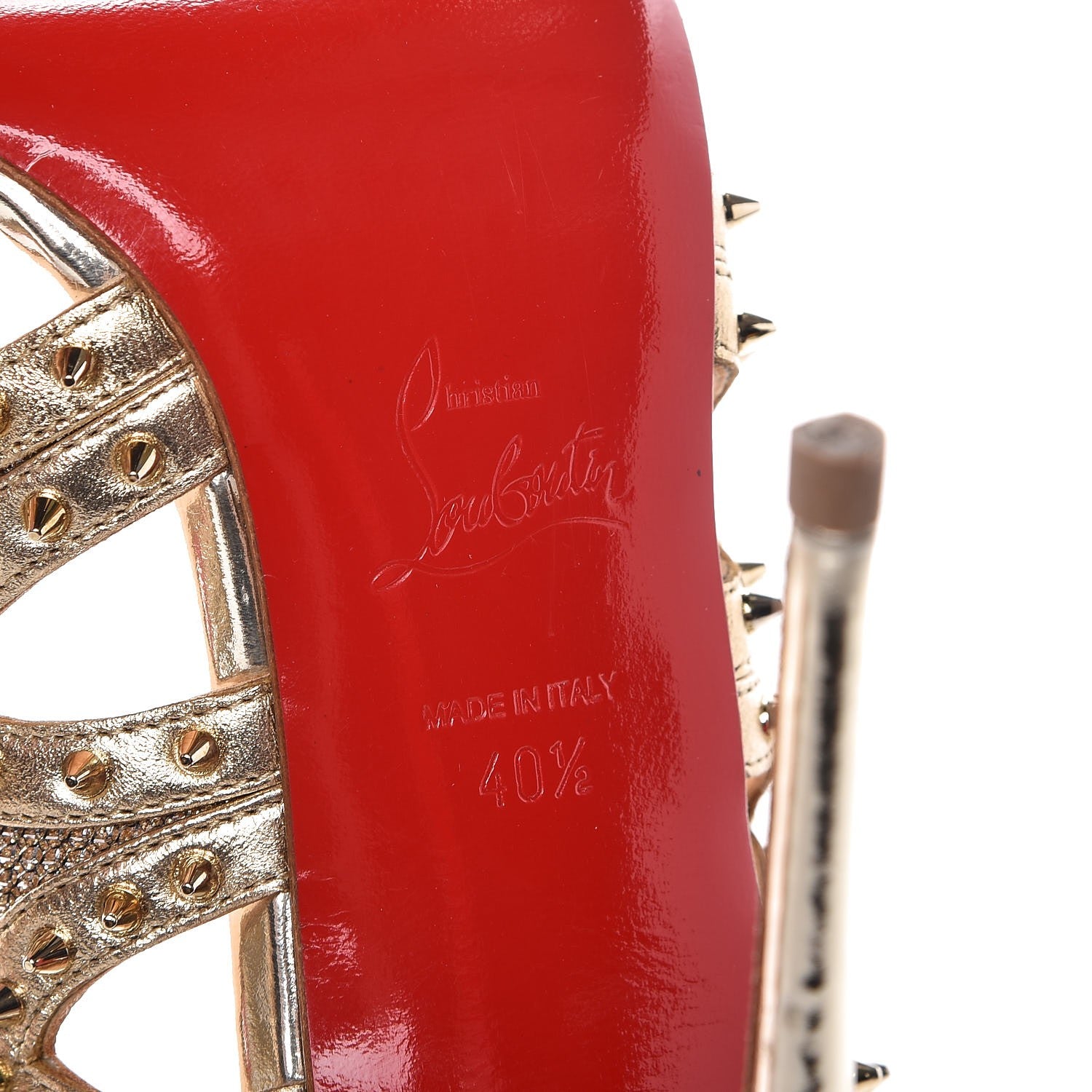 Christian Louboutin Glitter Silk Nappa Spiked Circus City 120 Pumps Gold 11 of 19