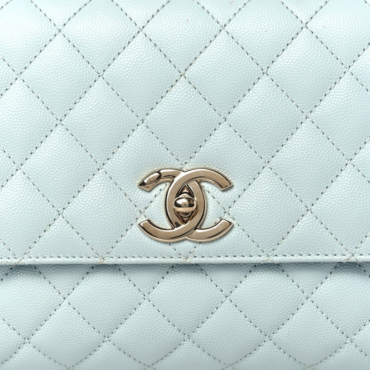 Caviar Quilted Small Coco Handle Flap Light Blue