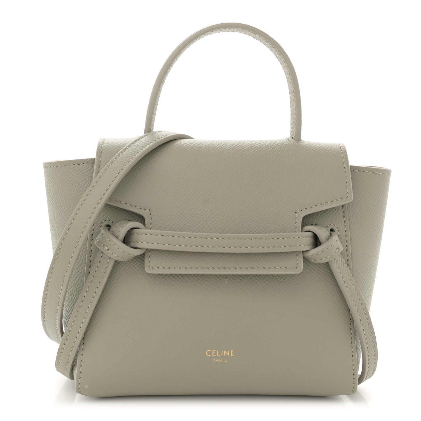 Grained Calfskin Pico Belt Bag Green Clay