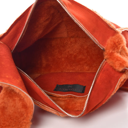 Chanel Suede Shearling Fur Shoulder Bag Orange 5 of 8