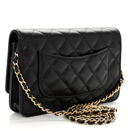 Chanel Lambskin Quilted Wallet On Chain WOC Black 3 of 12