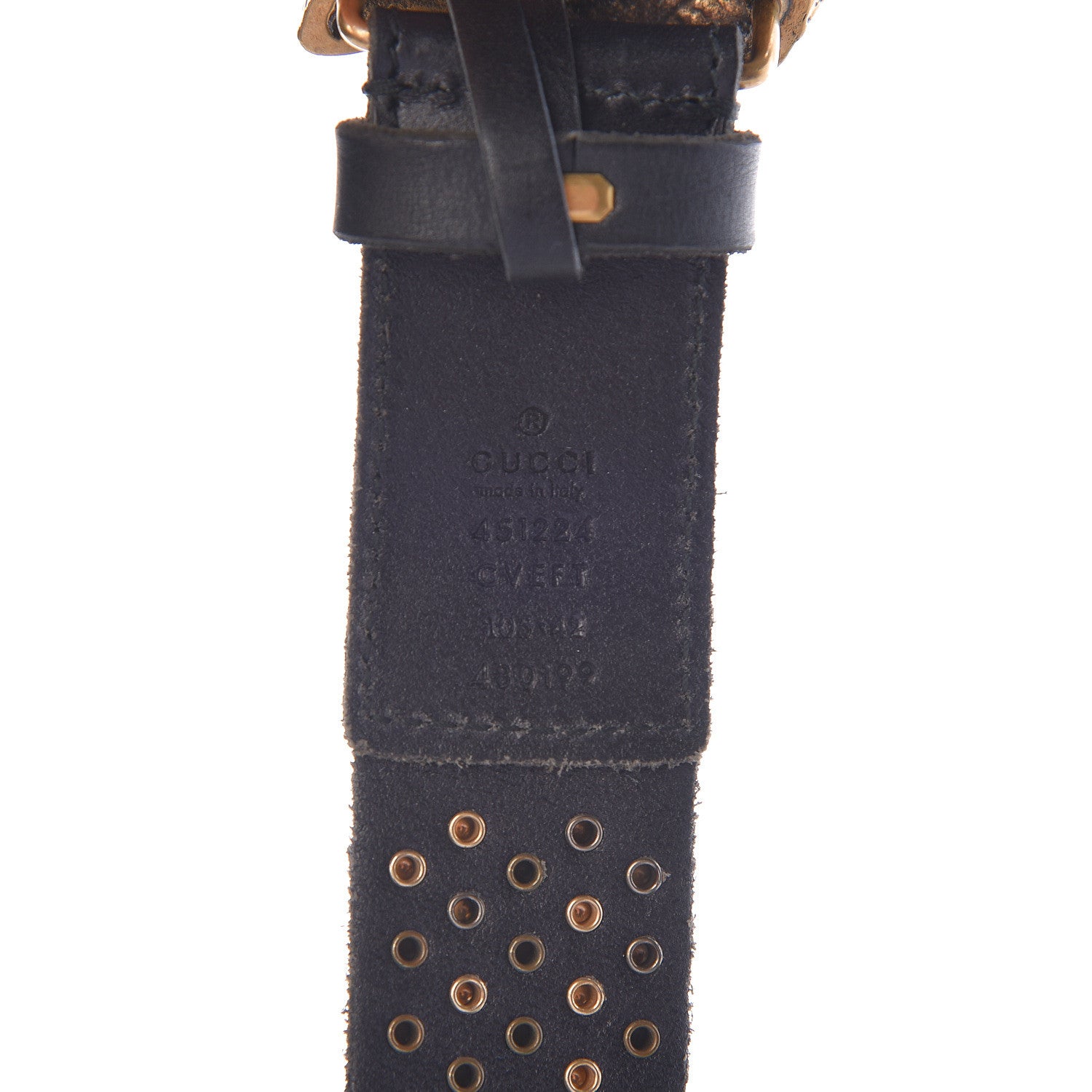 Gucci Calfskin Studded Feline Belt 105 42 Black 6 of 6