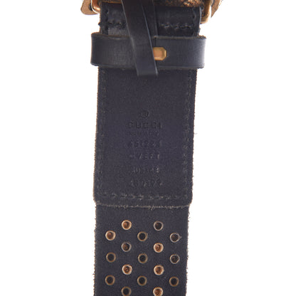 Gucci Calfskin Studded Feline Belt 105 42 Black 6 of 6