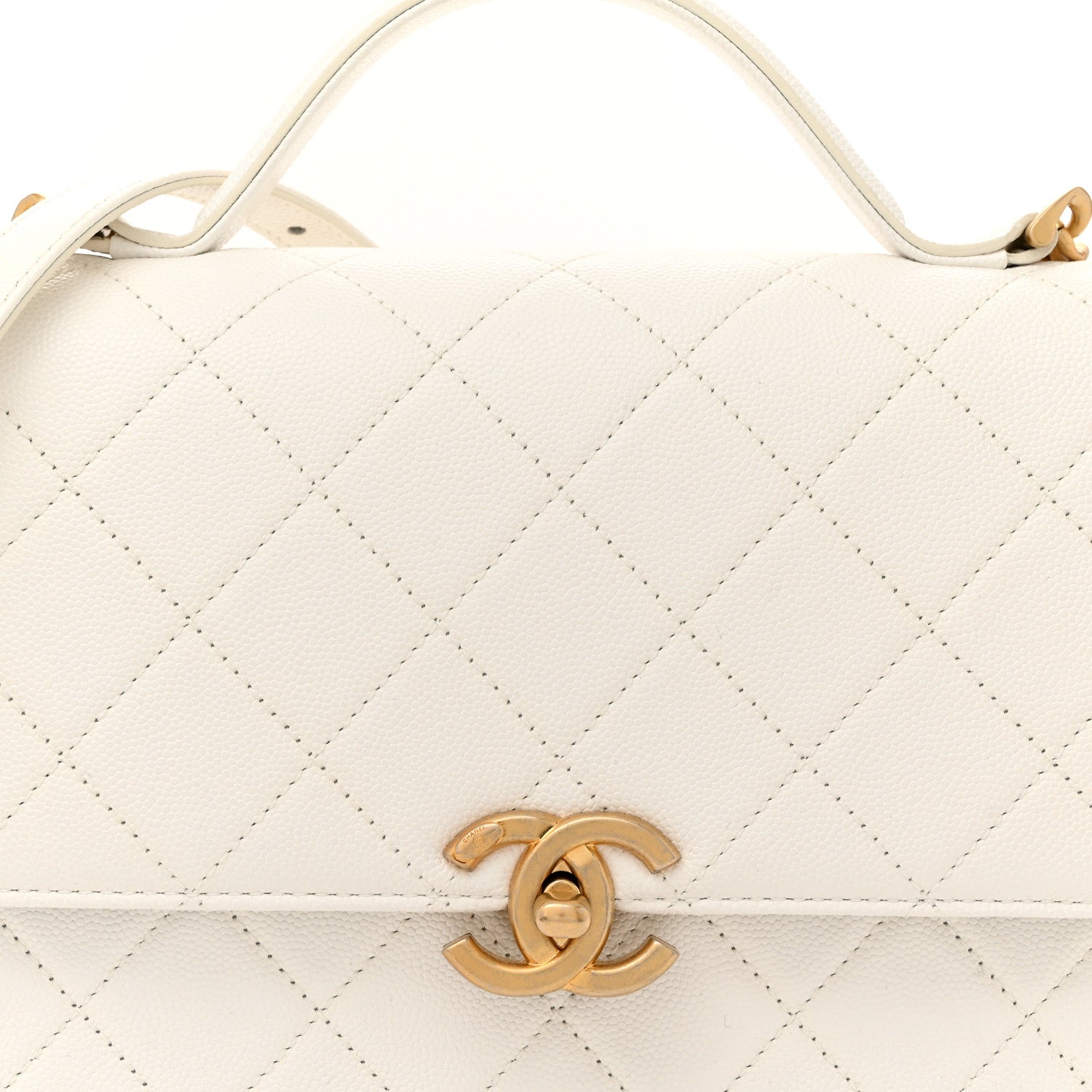 Chanel Caviar Quilted Small Top Handle Flap White 8 of 12