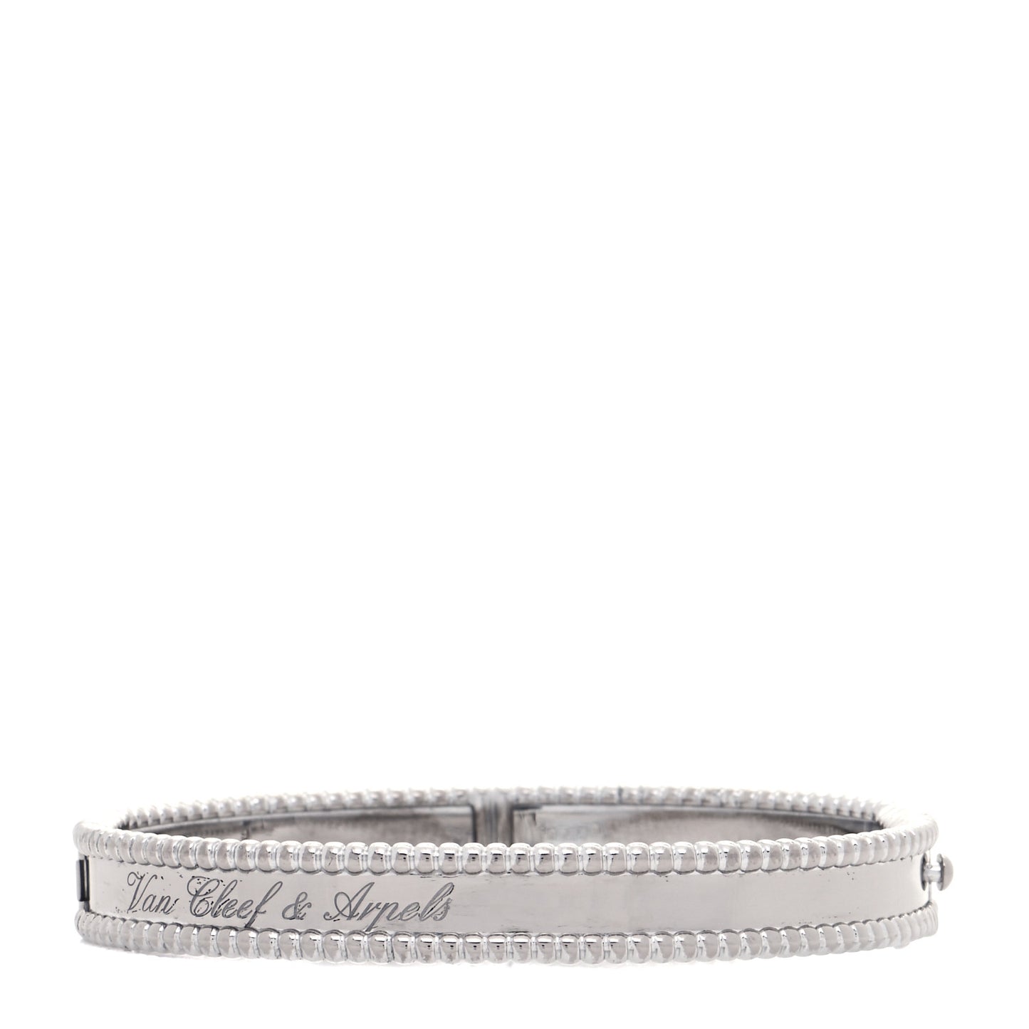 18K White Gold Perlee Signature Bangle Bracelet S