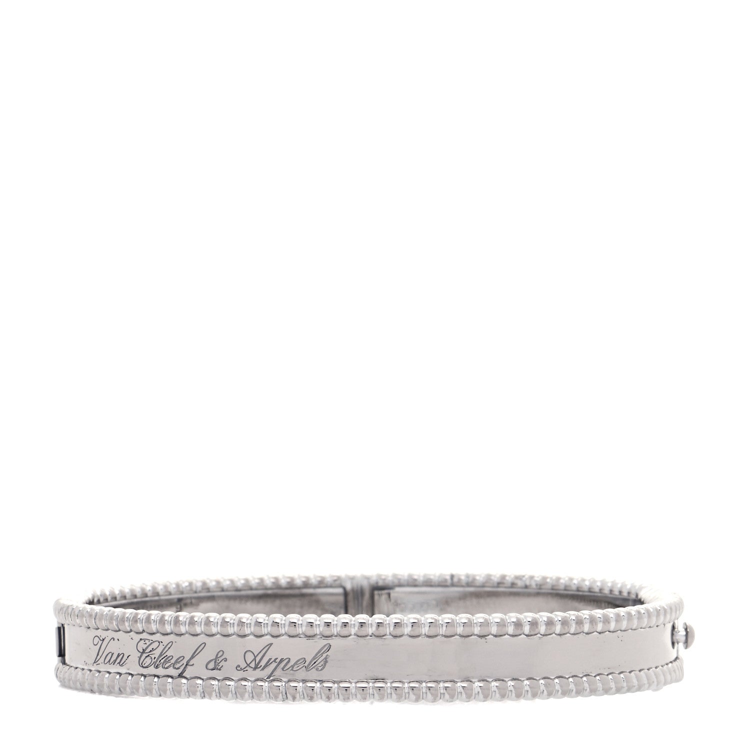 Van Cleef & Arpels 18K White Gold Perlee Signature Bangle Bracelet S 1 of 7