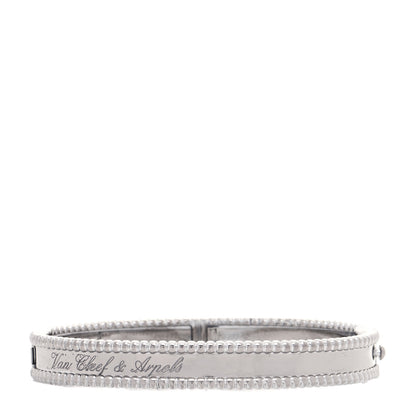 Van Cleef & Arpels 18K White Gold Perlee Signature Bangle Bracelet S 1 of 7