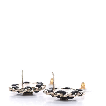 Chanel Lambskin Chain Around CC Earrings Light Gold Black 5 of 6
