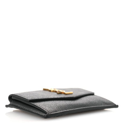 Saint Laurent Grain De Poudre Uptown Monogram Card Case Storm 4 of 9