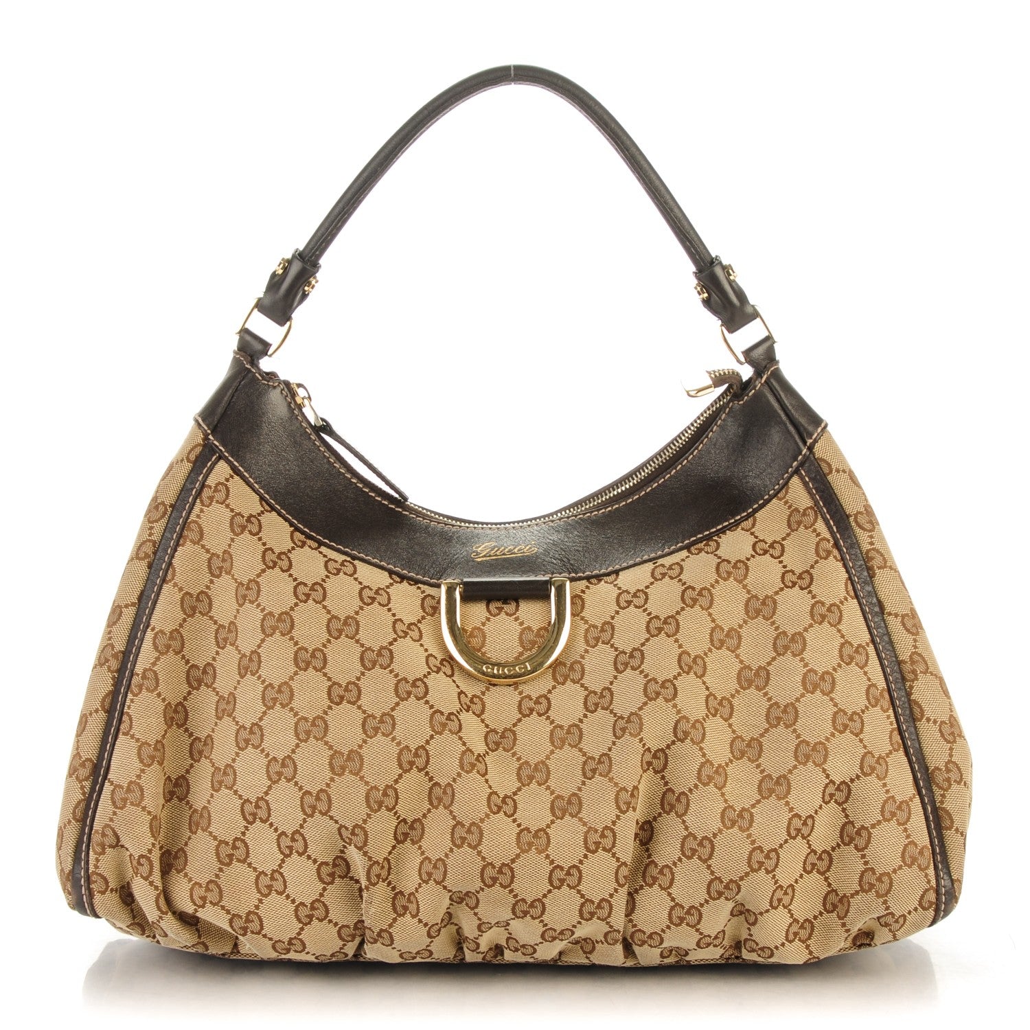 Gucci Monogram Large D Gold Hobo Dark Brown 1 of 7