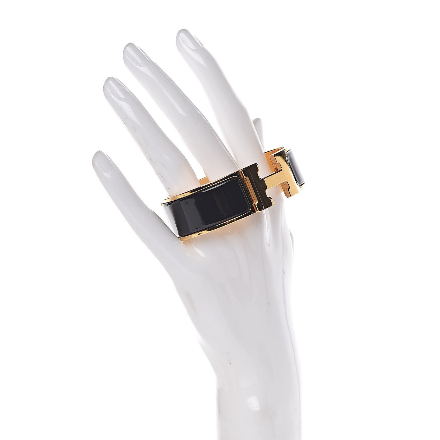 Enamel Wide Clic Clac H Bracelet GM Black