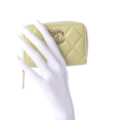 Chanel Caviar Quilted French New Wave Zip Coin Purse Light Green 2 of 8