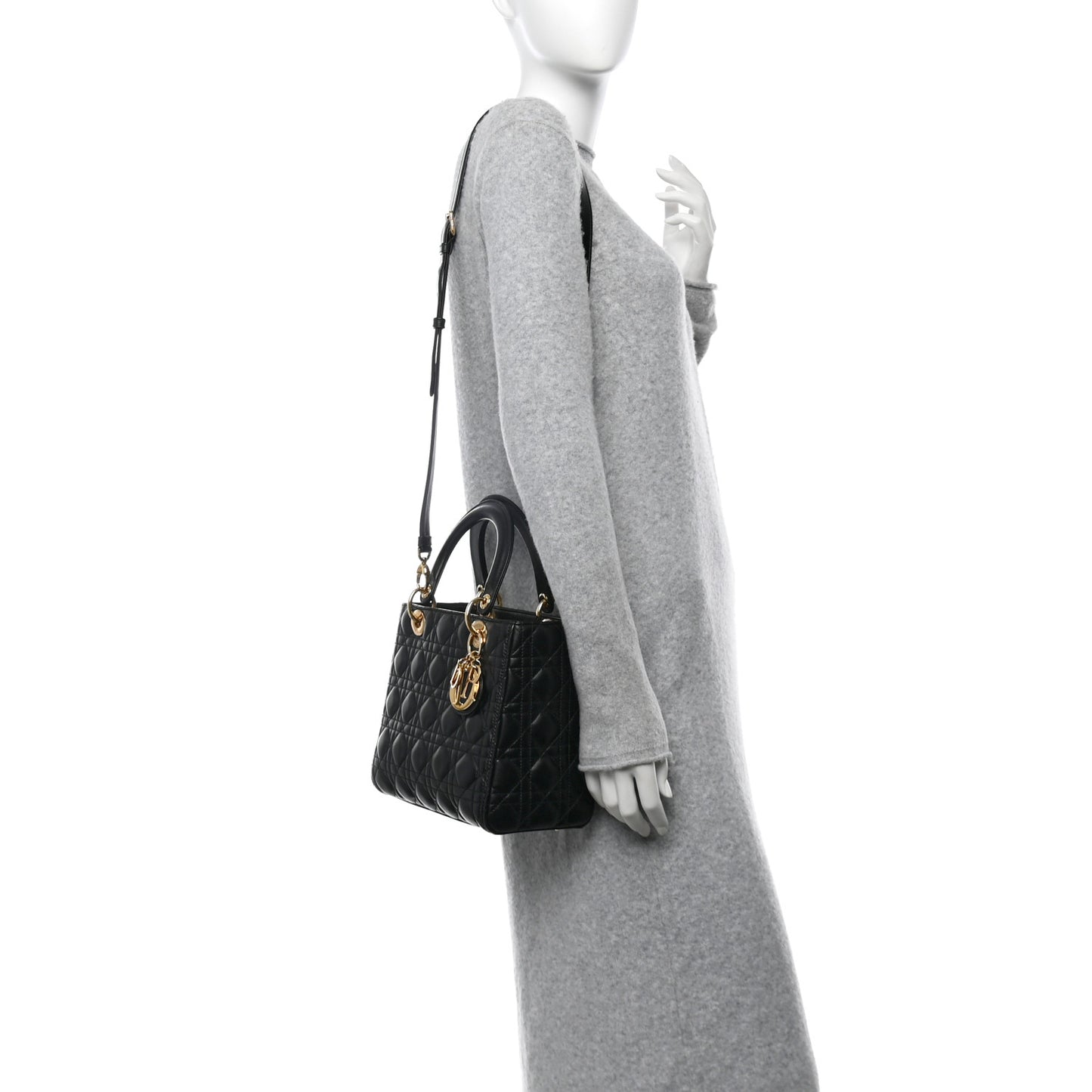 Lambskin Cannage Medium Lady Dior Black