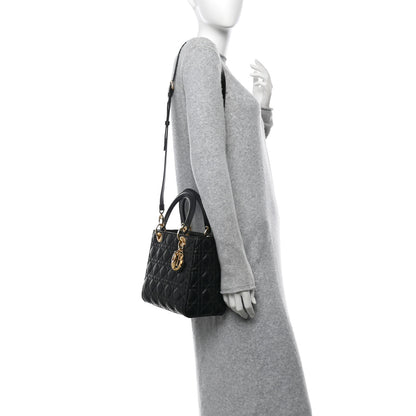 Christian Dior Lambskin Cannage Medium Lady Dior Black 2 of 9